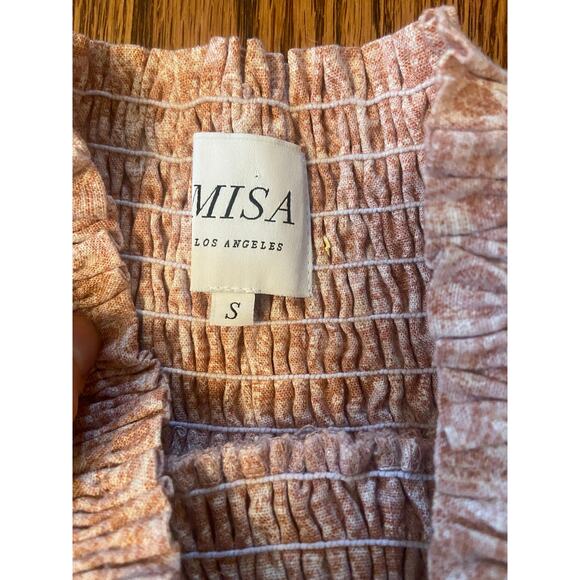 EUC MISA Los Angeles Darla Dress Washed Tile Mini Ruffle Tiered Pink Sz: S - Picture 8 of 12
